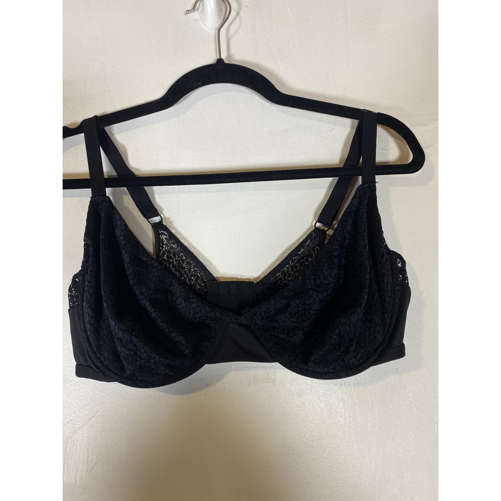Anne Klein 38D Black Lace Underwire Bra Adjustable Straps 3 Hook‎ Back Closure